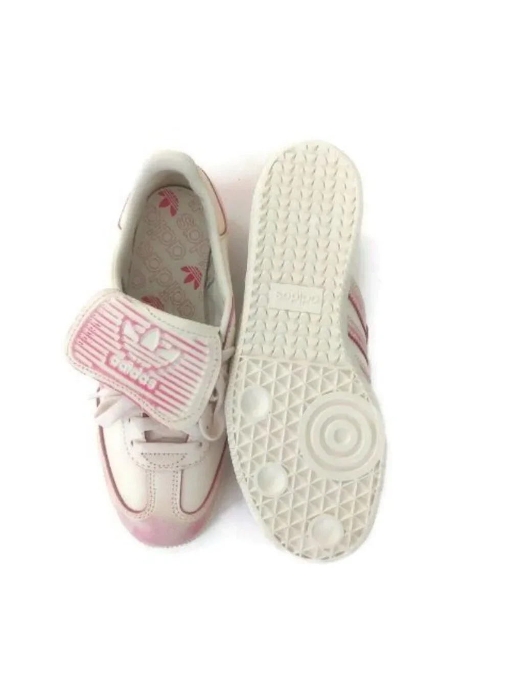 Adidas Samba LT Womens Size 9 Cream White Shock Pink Leather Sneakers Shoes New